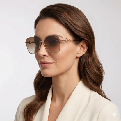 Chloé CH0070SK 003 Dourado e Nude Brilho Marrom Degradê - Sol - 59 mm