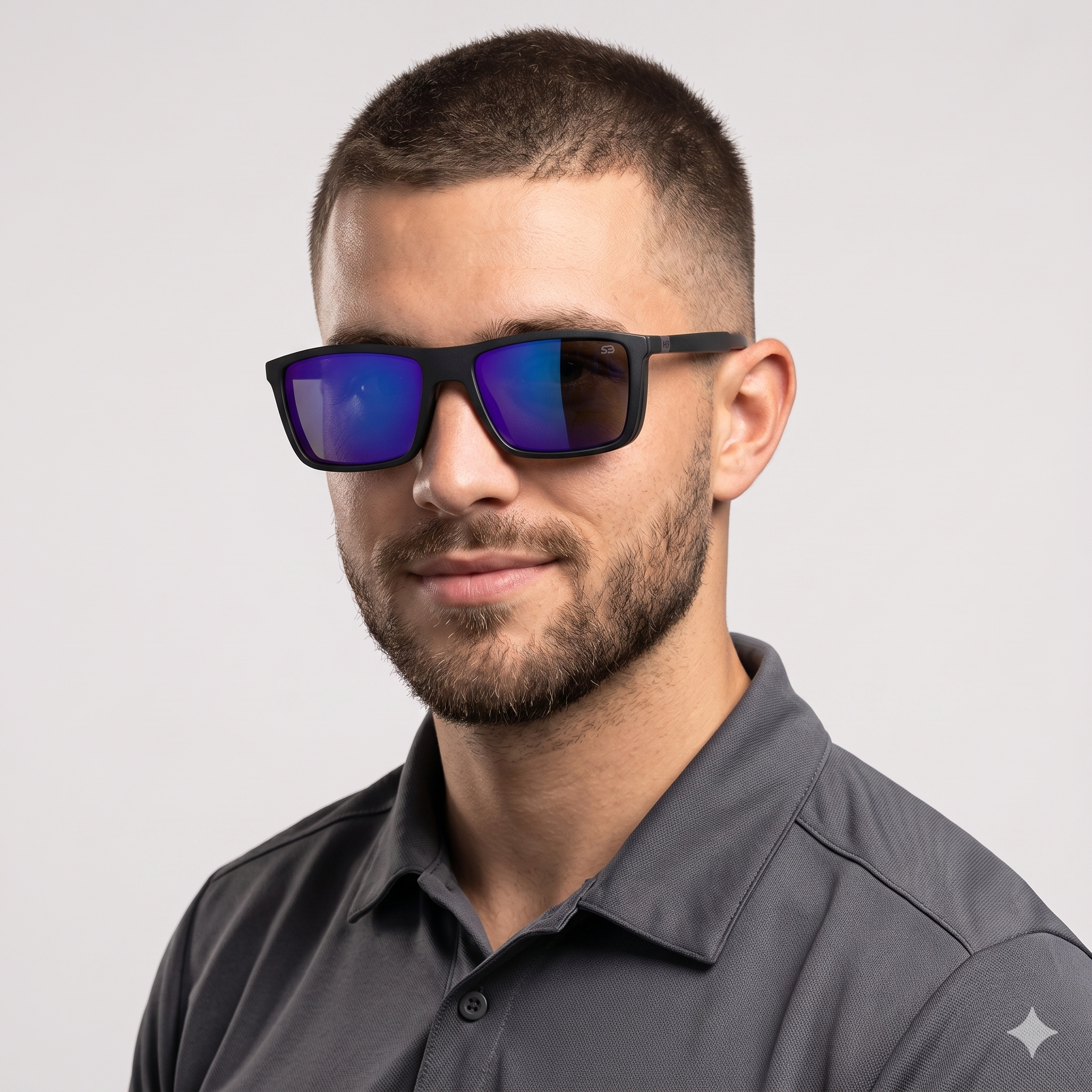 HB Switch 0379 Clip on Azul Fosco Azul Espelhado Polarizado - Grau - 55 mm