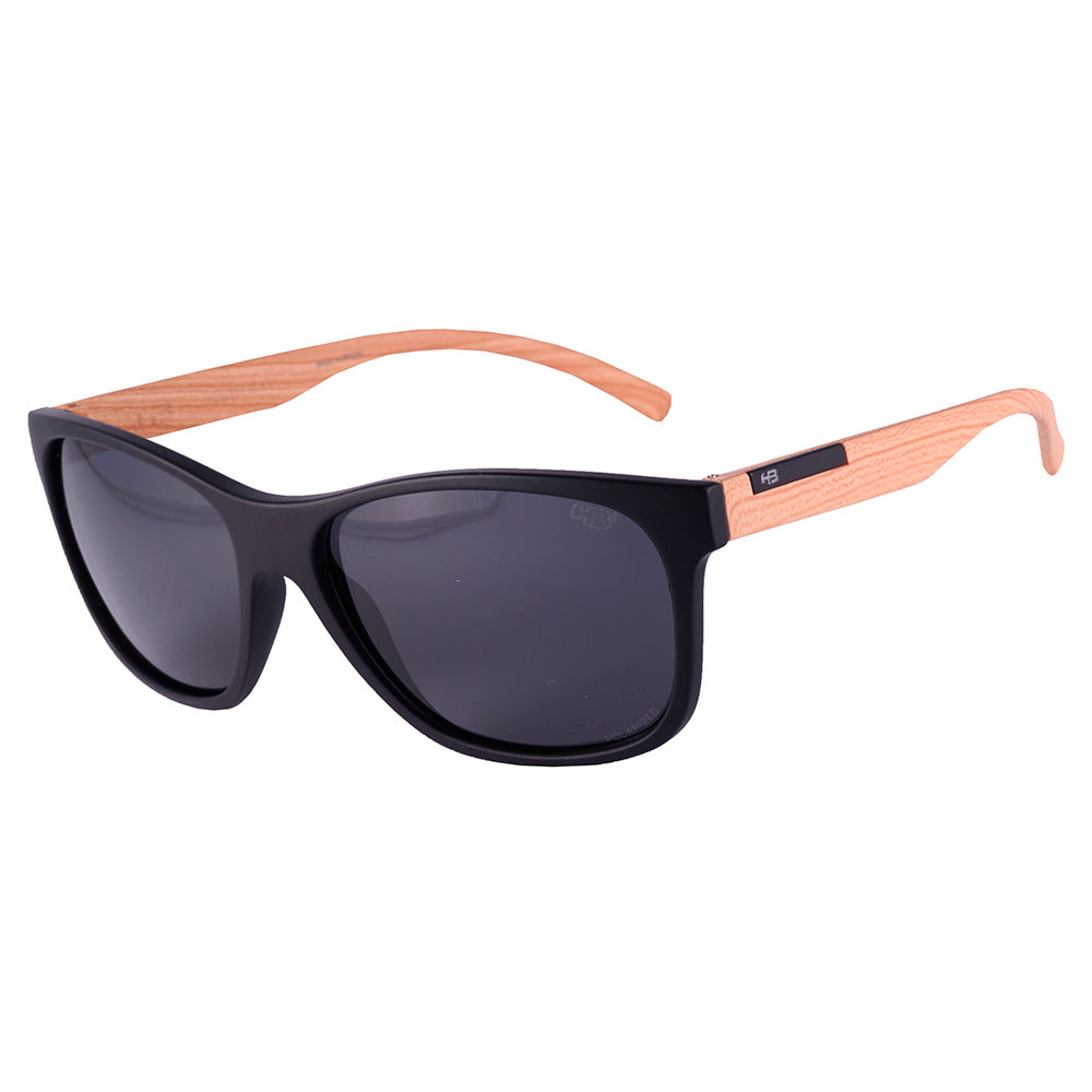 HB Underground Retangular Matte Black/Wood Polarized Gray - Solar - TAM 57 mm