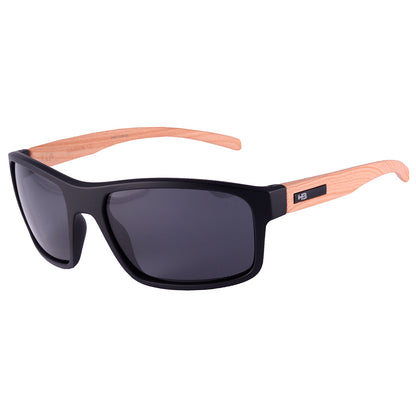 HB Overkill Retangular Matte Black/Wood Polarized Gray - Solar - TAM 56 mm