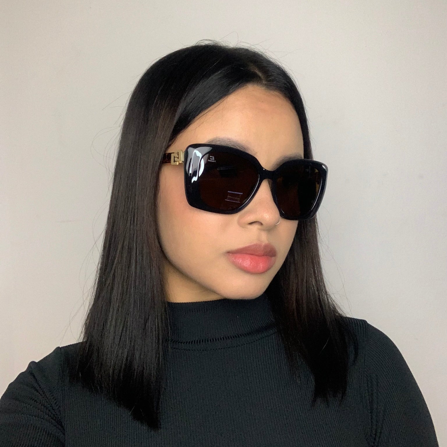 Colcci Ellen Preto e Marrom Mesclado Marrom Polarizado - Sol - 53 mm