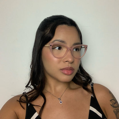 Ana Hickmann AH6442 K01 Rosa Translúcido e Dourado Brilho - Grau - 54 mm