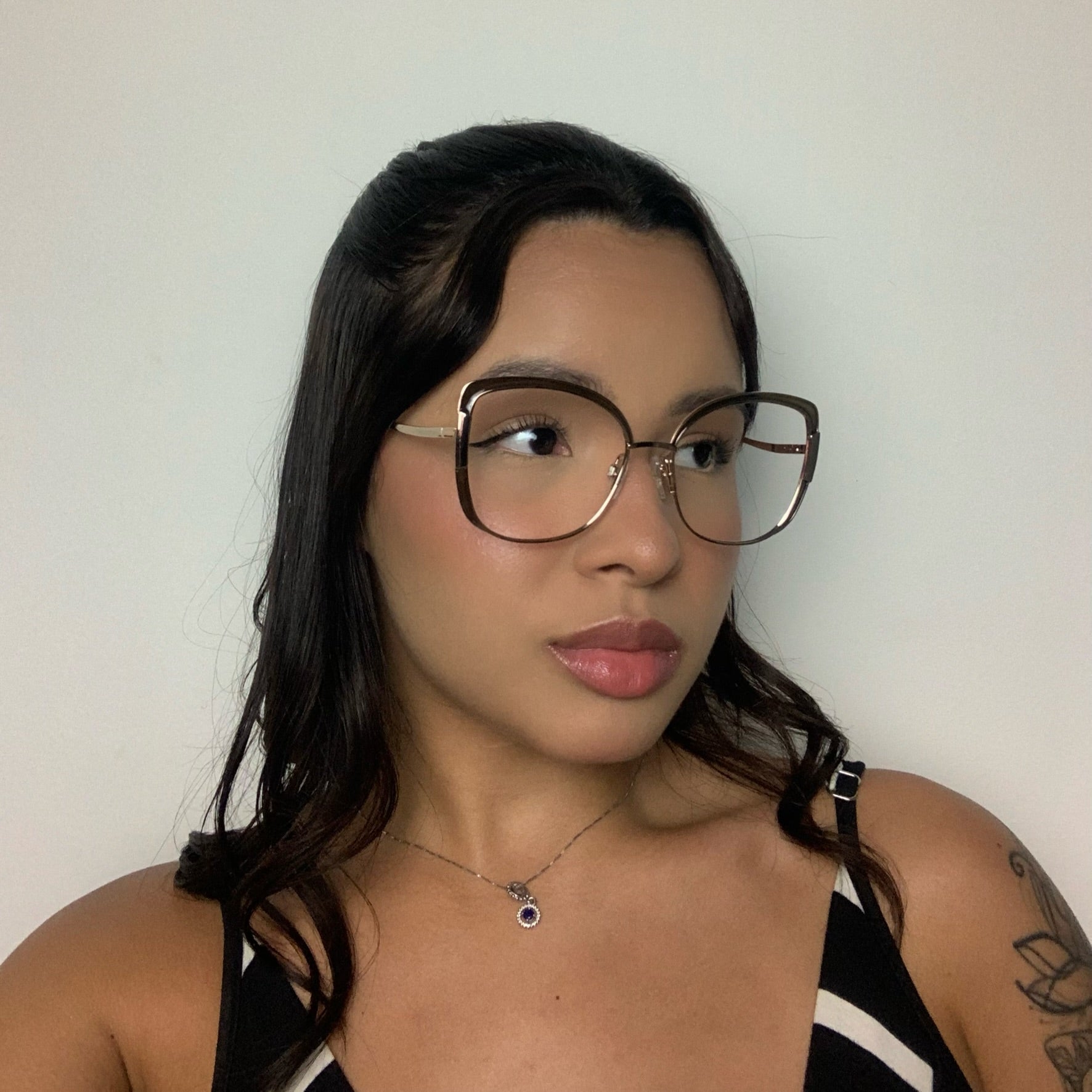 Ana Hickmann AH10037 04A Dourado e Marrom Translúcido - Grau - 55 mm