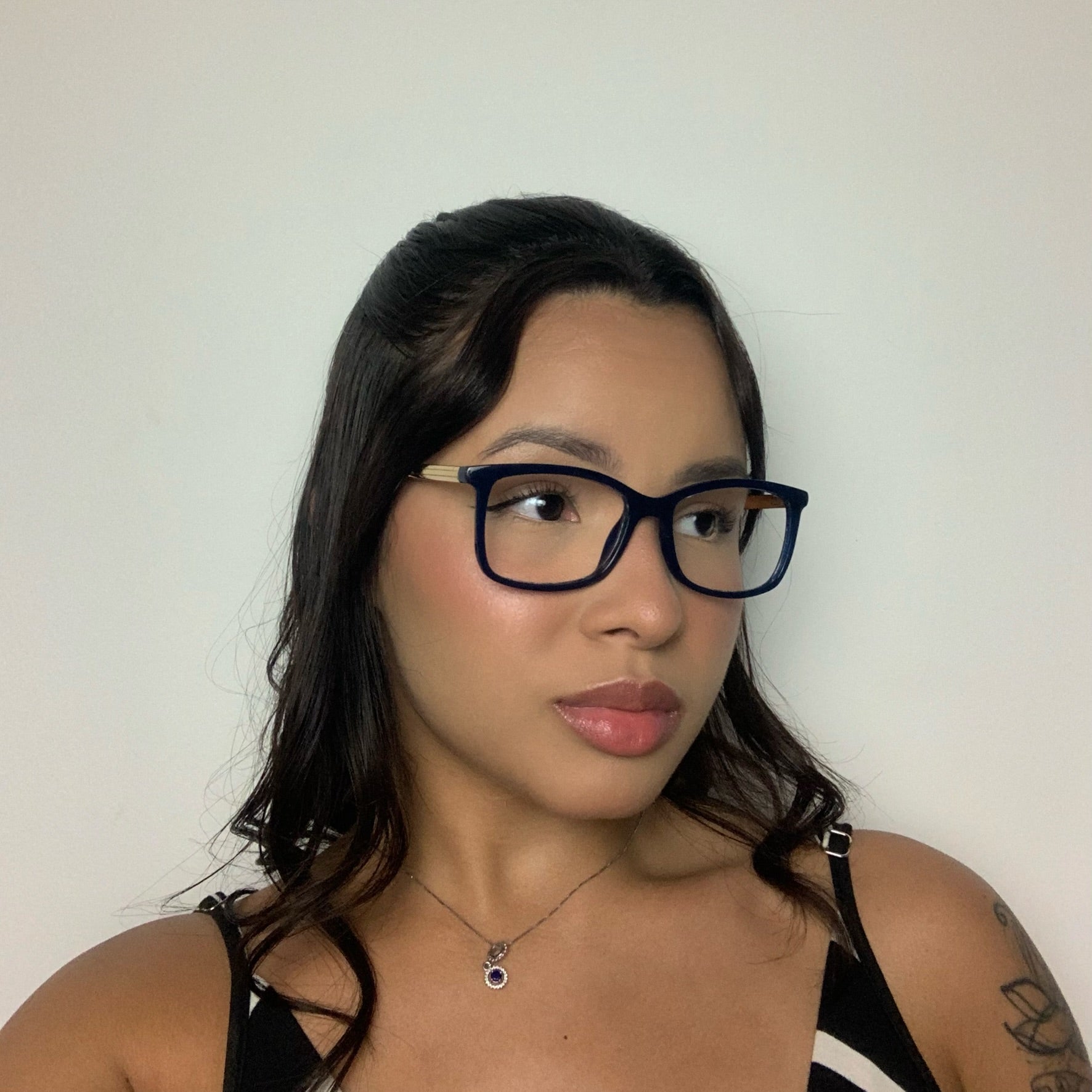 Ana Hickmann AH6266 T02 Azul Translúcido e Dourado Brilho - Grau - 53 mm