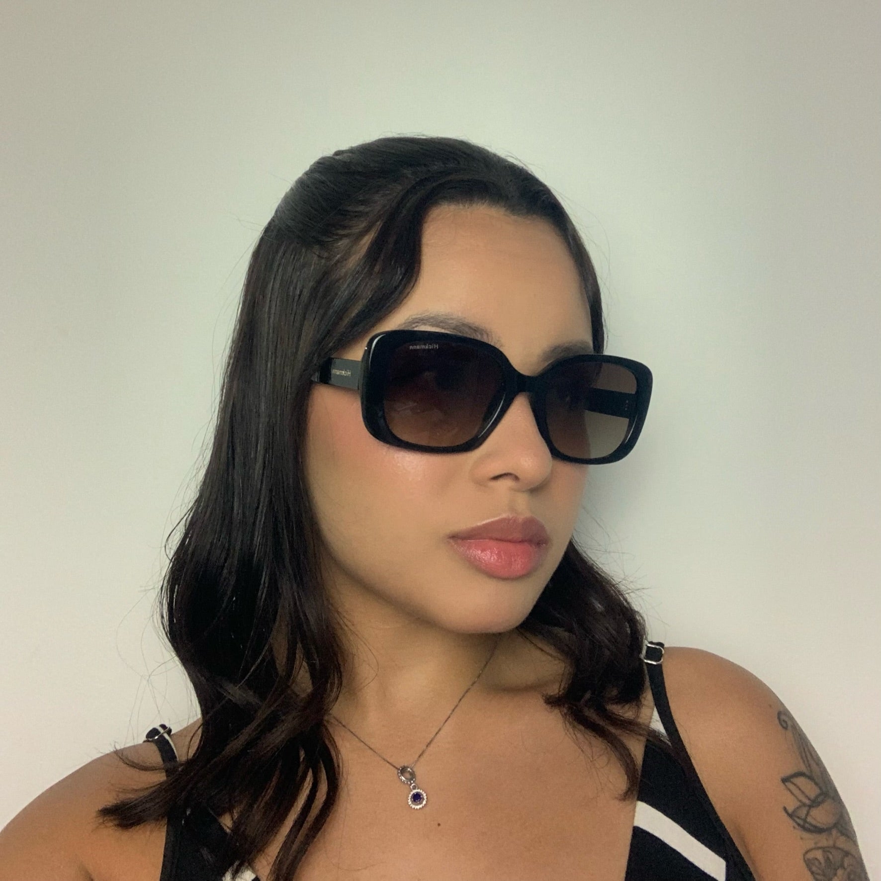 Hickmann HI50014 A01 Preto Brilho Marrom Degradê - Sol - 56 mm