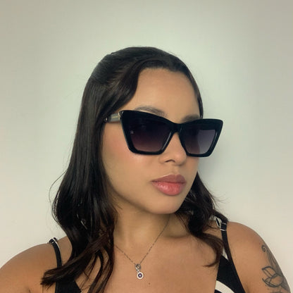 Ana Hickmann Tati 2 AH90037 A01 Preto Brilho e Cinza Preto Degradê - Sol - 55 mm