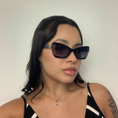 Hickmann Yasmin 2 HI90023 A01 Preto Brilho e Cinza Translúcido Preto Degradê - Sol - 51 mm