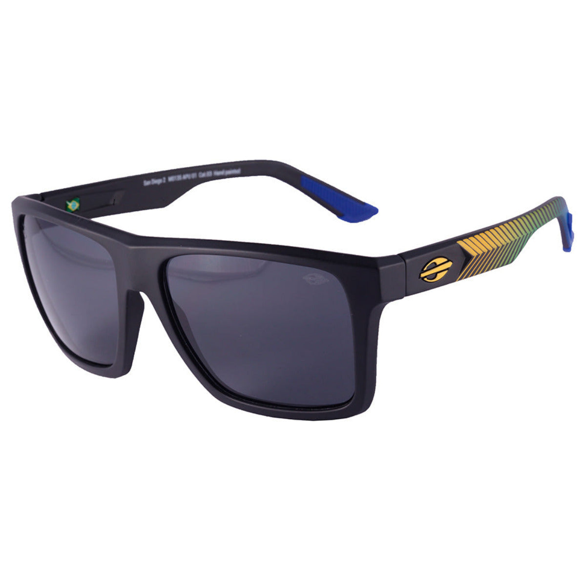 Mormaii San Diego 2 Brasil Retangular Preto e Amarelo Fosco/ Preto - Solar - TAM 56 mm