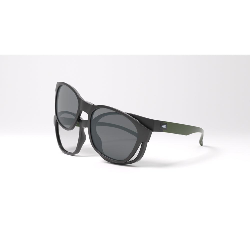 HB Switch Clip on 0448 Matte Black Green/ Polarized Gray  Lente 5,0 cm  - Grau