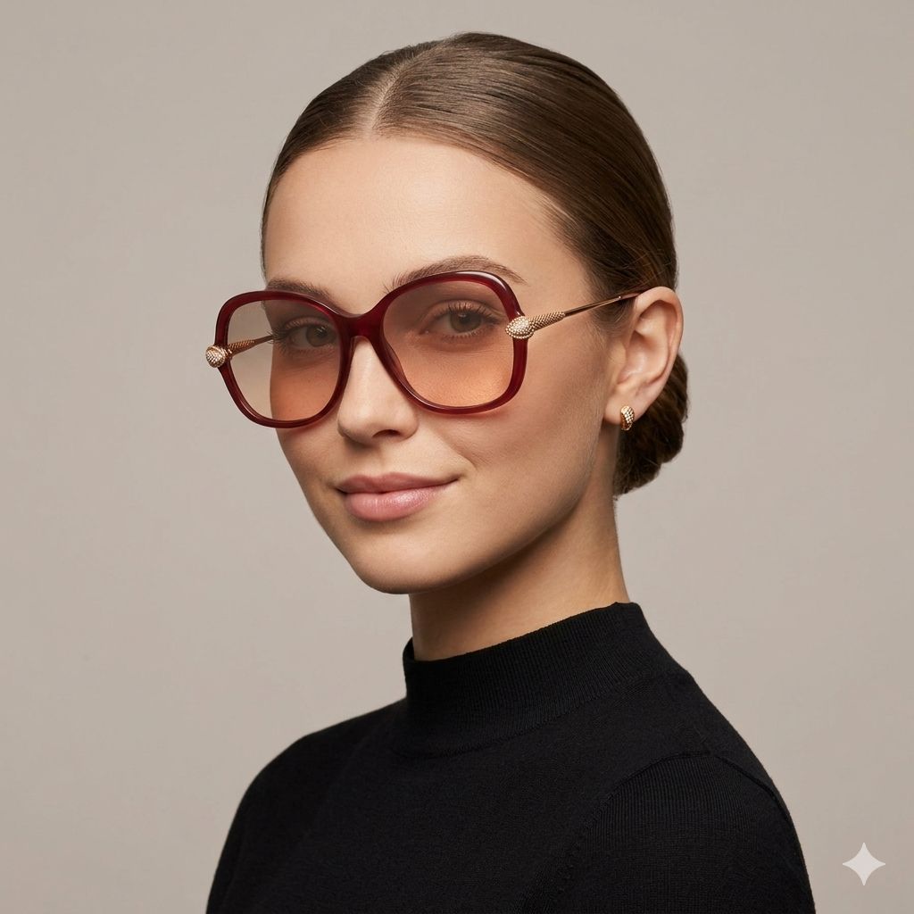 Boucheron BC0032S 005 Vermelho Brilho Marrom Degradê Espelhado - Sol - 55 mm