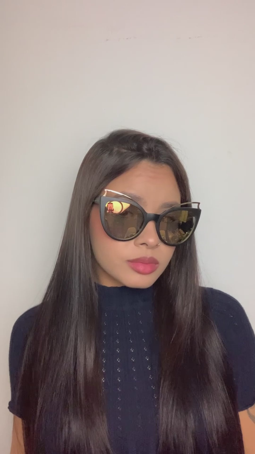 Óculos de Sol Evoke Penelope A12S Black Matte Gold / Champagne Flash Mirror Unico - Lente 5,6 cm