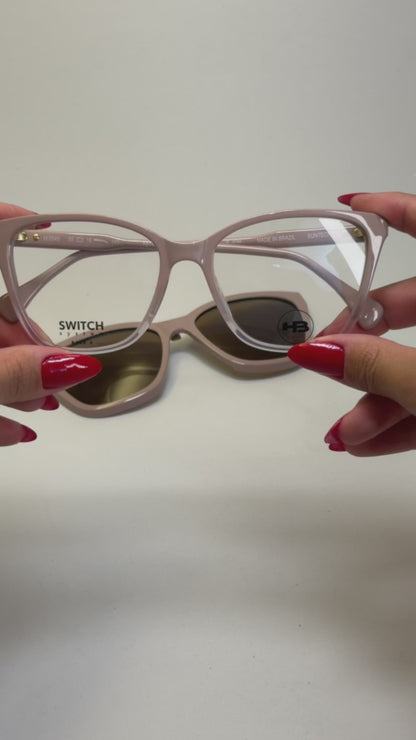 HB Switch 0549 Clip On Nude Rosa Marrom Polarizado - Grau - 56 mm