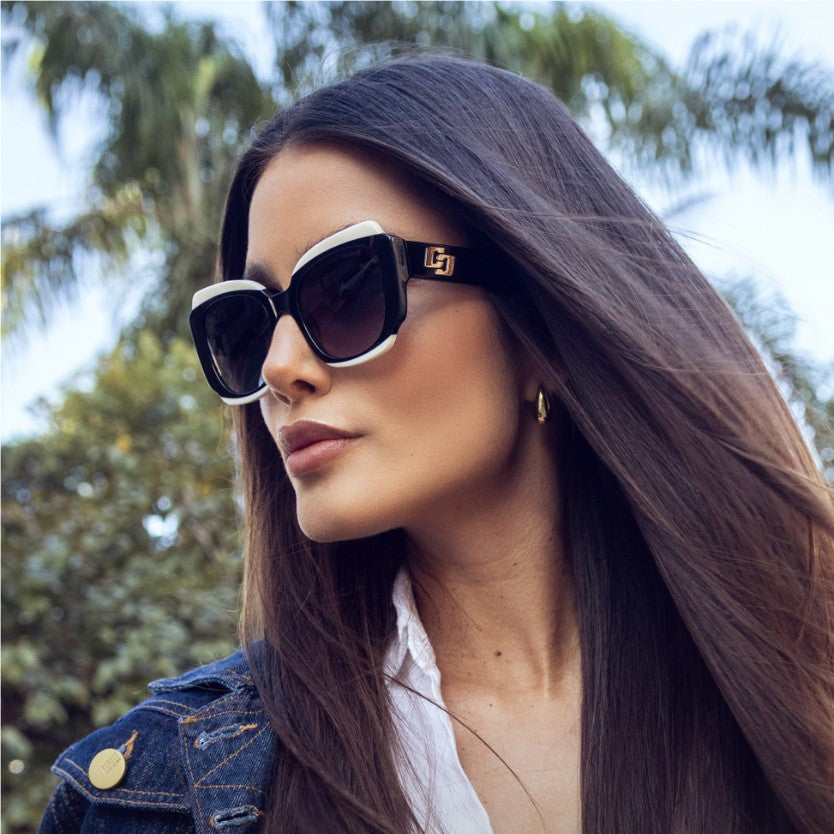 Colcci Rubi Preto e Branco Brilho Preto Degradê - Sol - 52 mm