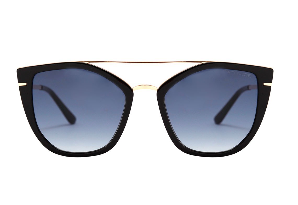 Atitude AT 5435 A01 Preto e Dourado Brilho/ Azul Degradê Lente 5,5 cm