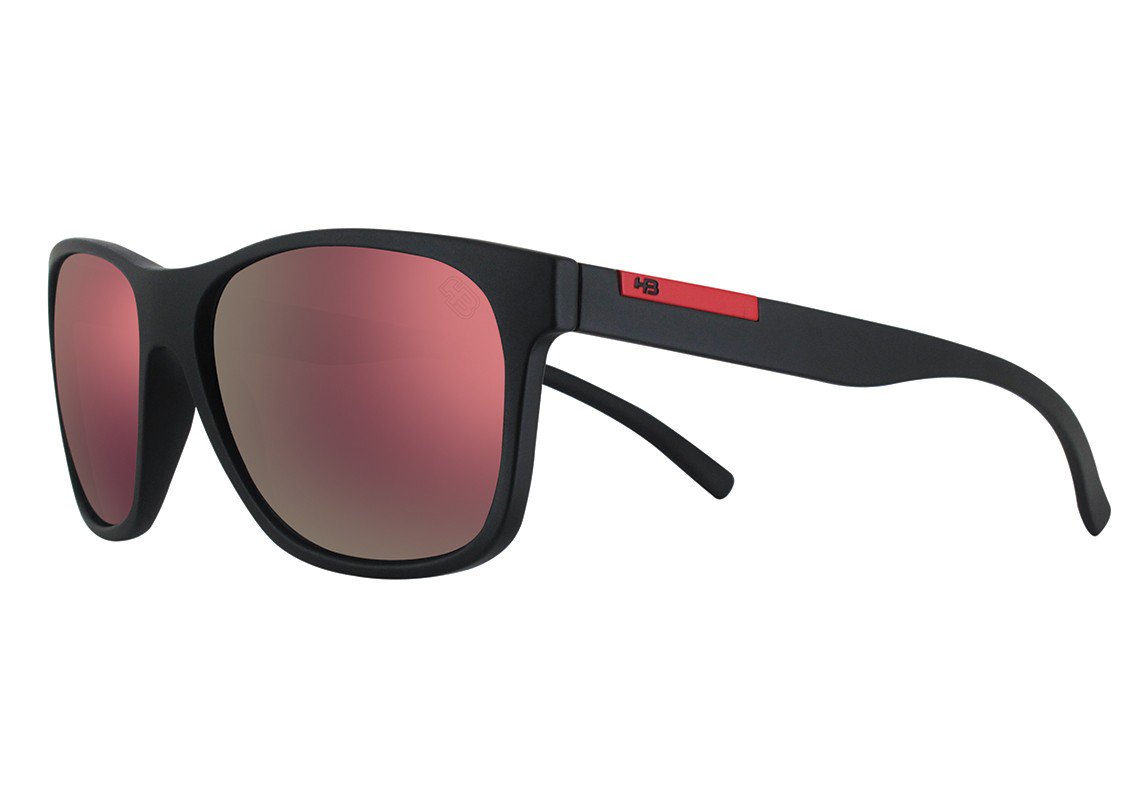 Óculos de Sol HB Underground Matte Black Wood / Gray Unico - 60 mm Matte Black D. Red/ Pink Espelhado