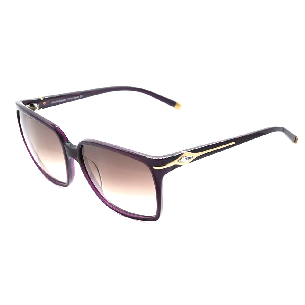 Óculos de Sol Ana Hickmann AH 9107 B13 Roxo e Dourado / Preto Degradê - Lente 5,8 cm