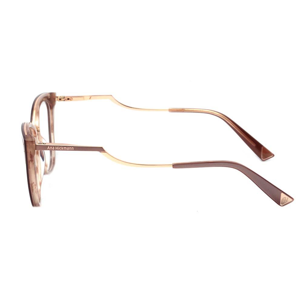 Ana Hickmann AH 6401 H01 Marrom e Dourado Brilho - Lente 5,3 cm
