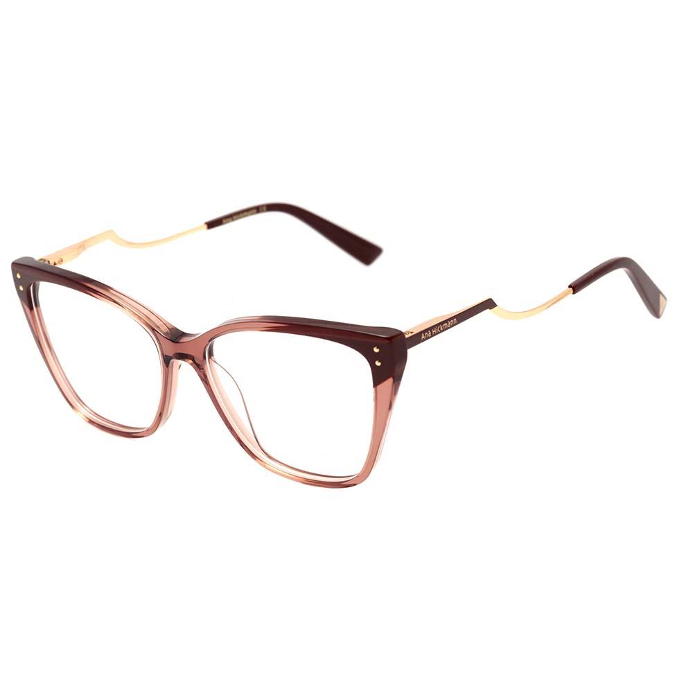 Ana Hickmann AH 6402 P04 Marrom Translúcido e Dourado Brilho - Lente 5,4 cm