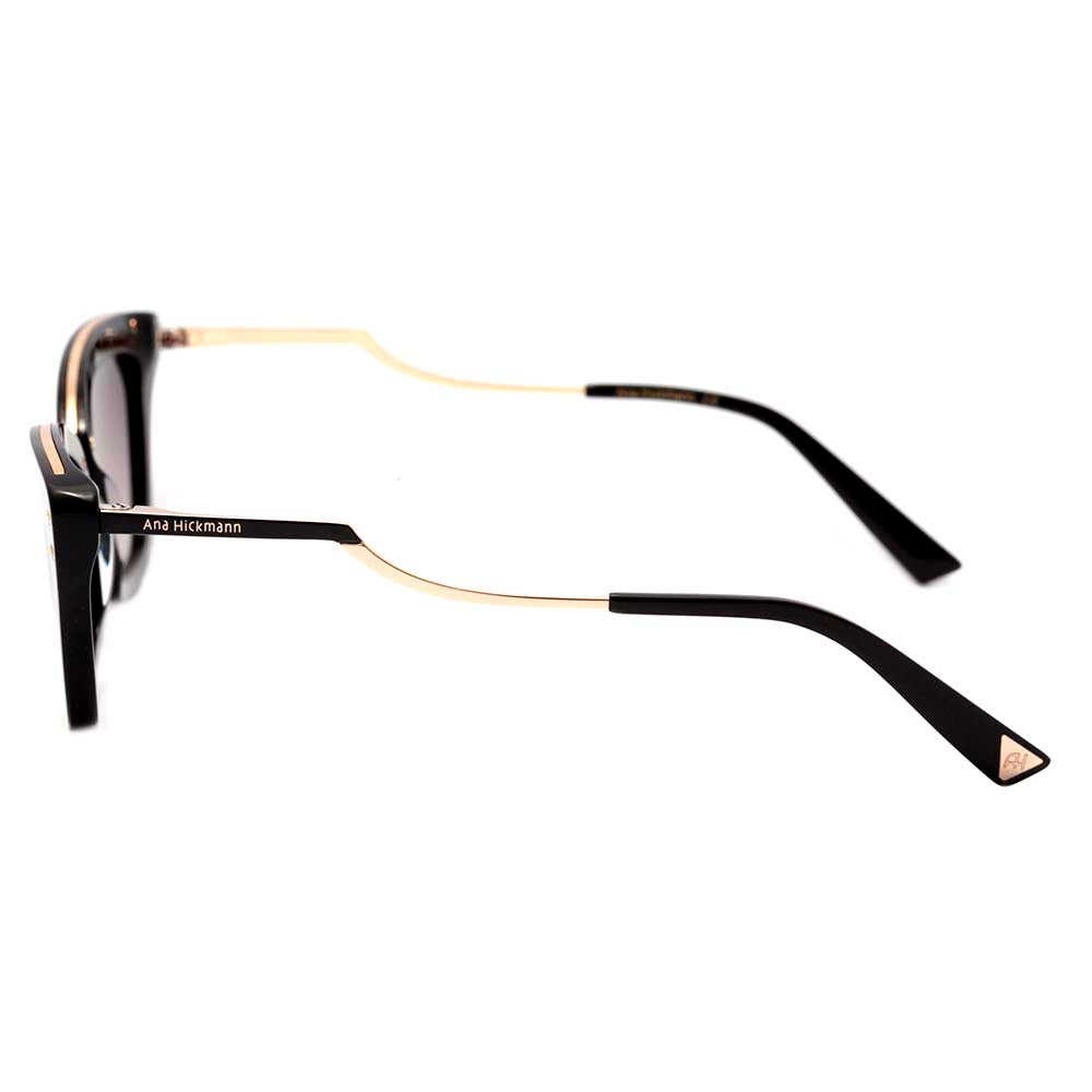 Ana Hickmann AH 9299 A01 Preto e Dourado Brilho / Cinza Degradê - Lente 5,5 cm