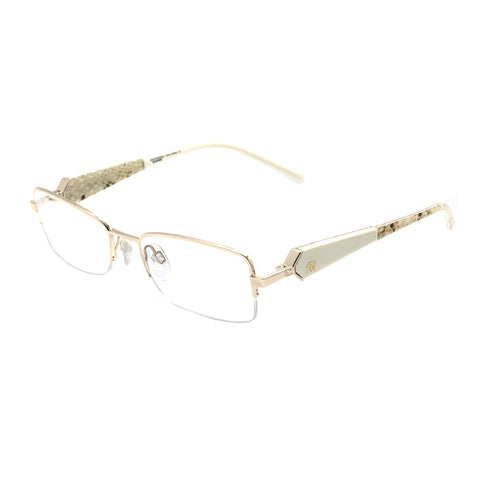 Óculos de Grau Ana Hickmann AH 1208 04A Dourado Branco e Creme Brilho - Lente 5,2 cm