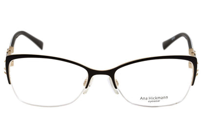Óculos de Grau Ana Hickmann Ah 1294 09A Preto Fosco E Animal Print - Lente 5,2 Cm