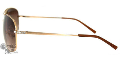 Óculos de Sol Ana Hickmann Ah3063 04E Dourado Brilho E Fosco/ Marrom Degradê - 62 mm