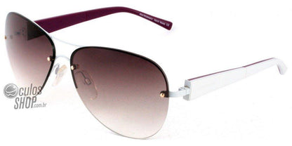 Óculos de Sol Ana Hickmann Ah 3071 03A Branco E Roxo Brilho/ Marrom Degradê - Lente 6,1 Cm