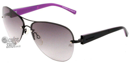 Óculos de Sol Ana Hickmann Ah 3071 09D Preto E Roxo Brilho/ Cinza Degradê - 61 mm