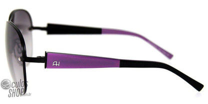 Óculos de Sol Ana Hickmann Ah 3071 09D Preto E Roxo Brilho/ Cinza Degradê - 61 mm