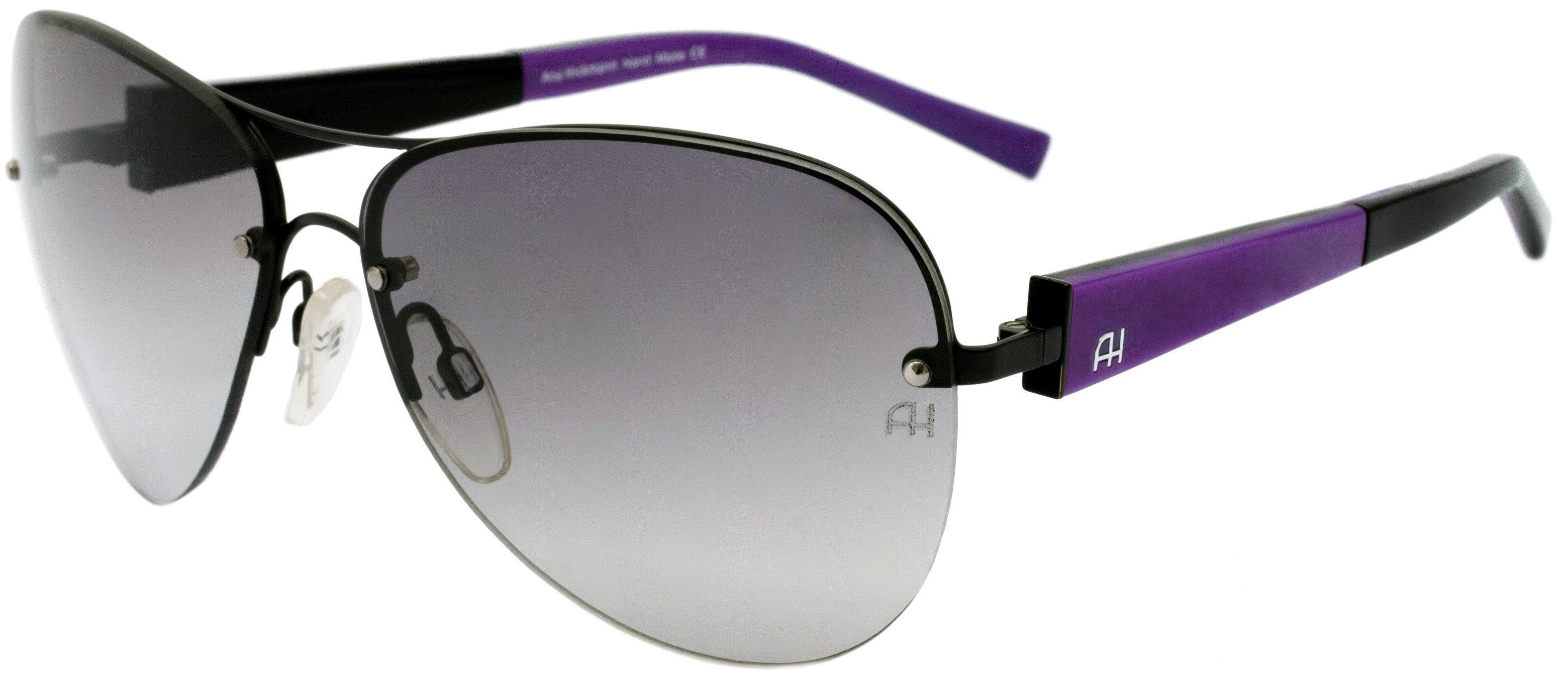 Óculos de Sol Ana Hickmann Ah 3071 09D Preto E Roxo Brilho/ Cinza Degradê - 61 mm