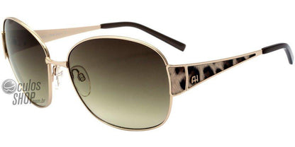 Óculos de Sol Ana Hickmann Ah 3076 04H Dourado E Marrom/ Verde Degradê - Lente 6,1 Cm