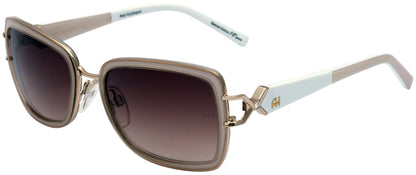 Óculos de Sol Ana Hickmann Ah 3082 04B Dourado E Branco/ Marrom Degradê - 55 mm