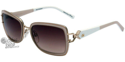Óculos de Sol Ana Hickmann Ah 3082 04B Dourado E Branco/ Marrom Degradê - 55 mm