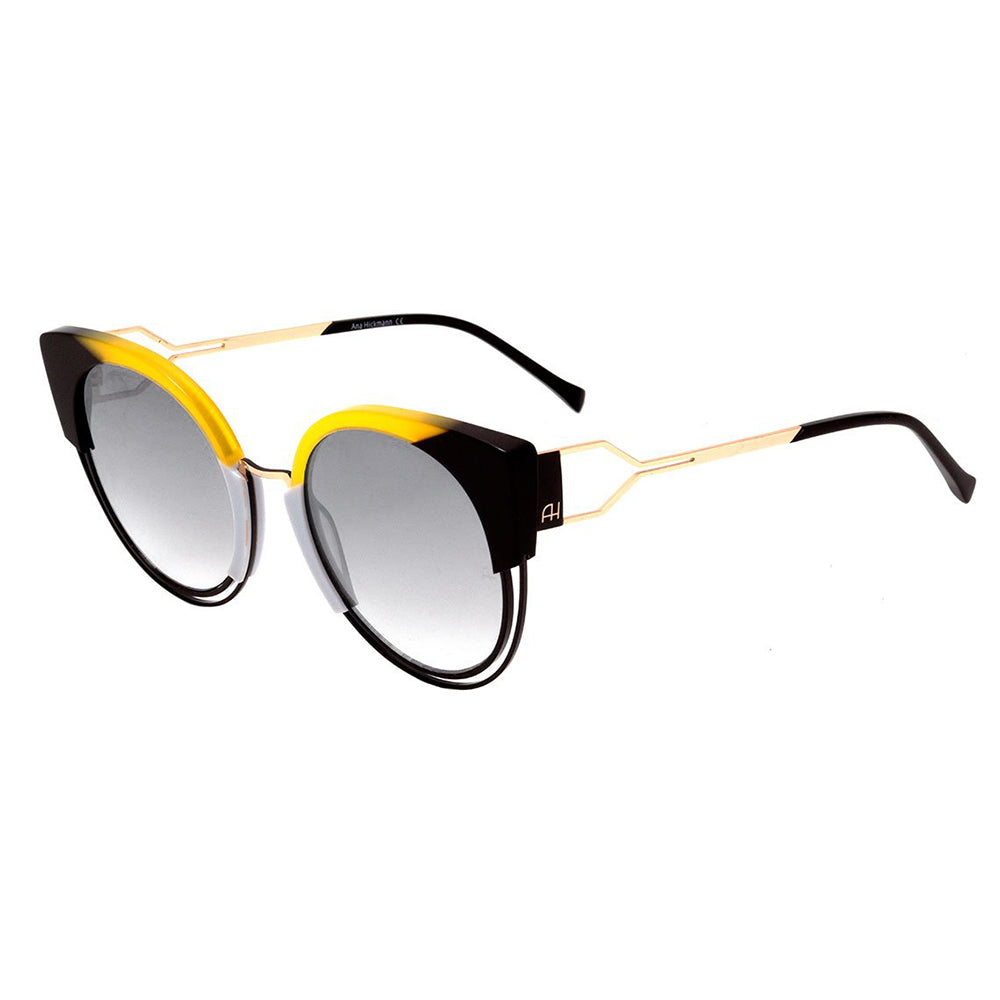 Ana Hickmann AH 3180 P01 Preto e Amarelo Brilho / Preto Degradê Espelhado - Lente 5,3 cm