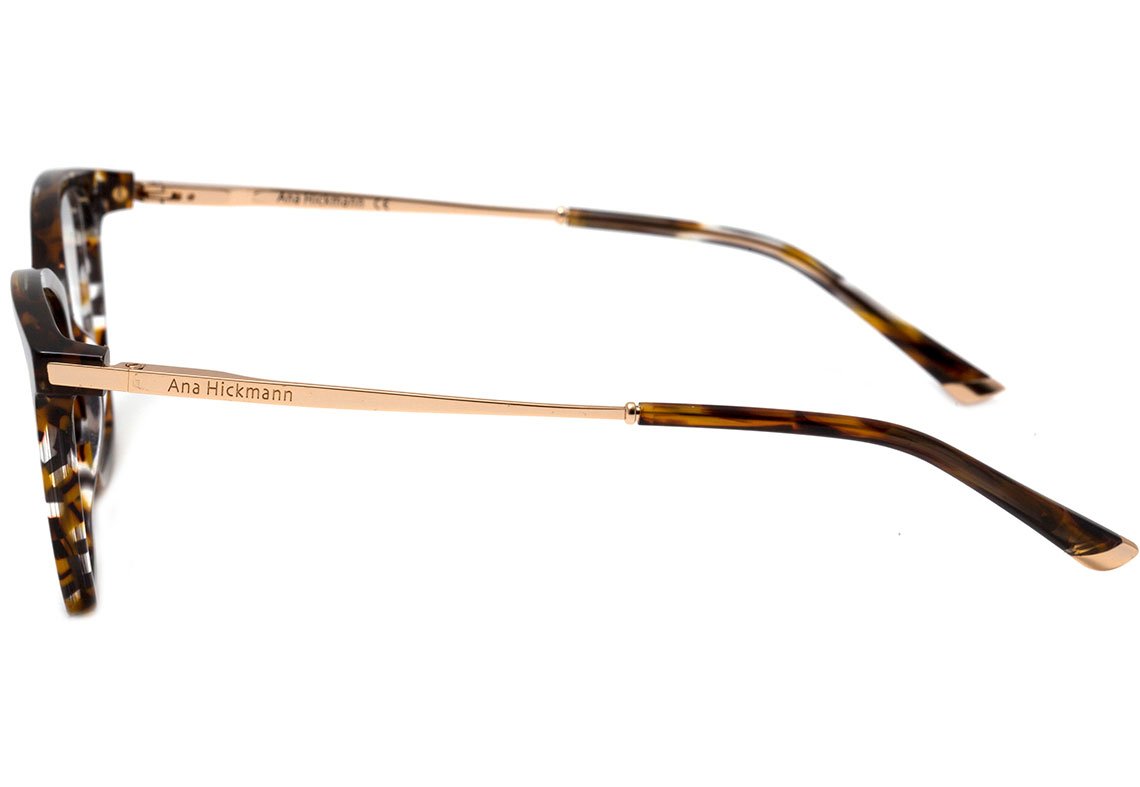Óculos de Grau Ana Hickmann Ah 6269 E01 Marrom Mesclado E Dourado Brilho - 53 mm
