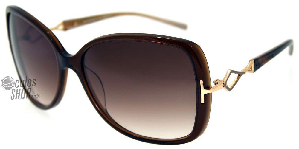 Óculos de Sol Ana Hickmann Ah 9110 C01 Marrom Brilho/ Marrom Degradê - 61 mm