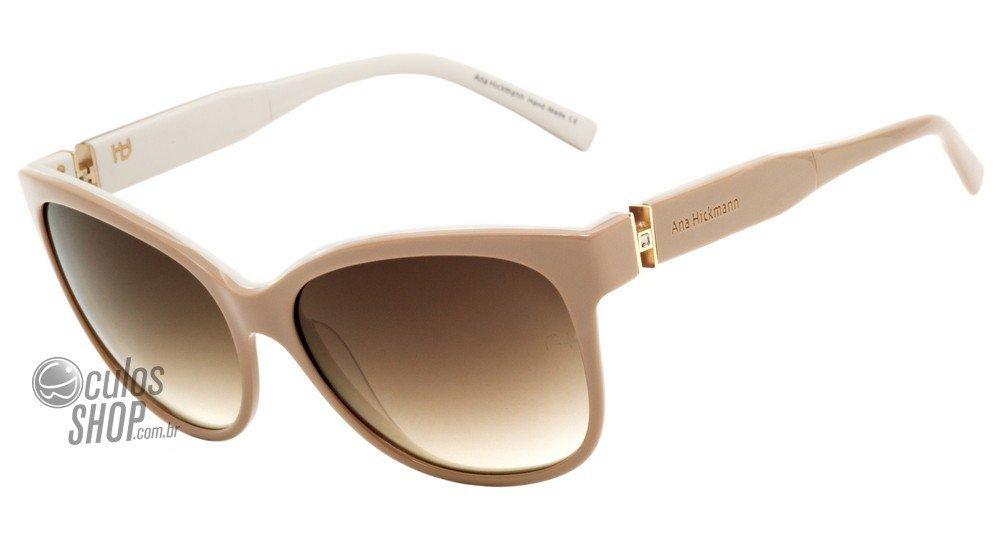 Óculos de Sol Ana Hickmann Ah 9153 D08 Creme E Branco/ Marrom Degradê - 55 mm