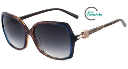 Óculos de Sol Ana Hickmann Ah 9170 K04 Marrom Azul E Verde/ Preto Degradê - Lente 5,8 Cm