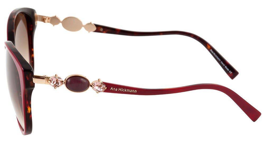 Óculos de Sol Ana Hickmann Ah 9186 H01 Vermelho Brilho/ Marrom Degradê - 59 mm