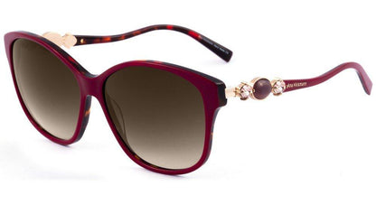 Óculos de Sol Ana Hickmann Ah 9186 H01 Vermelho Brilho/ Marrom Degradê - 59 mm