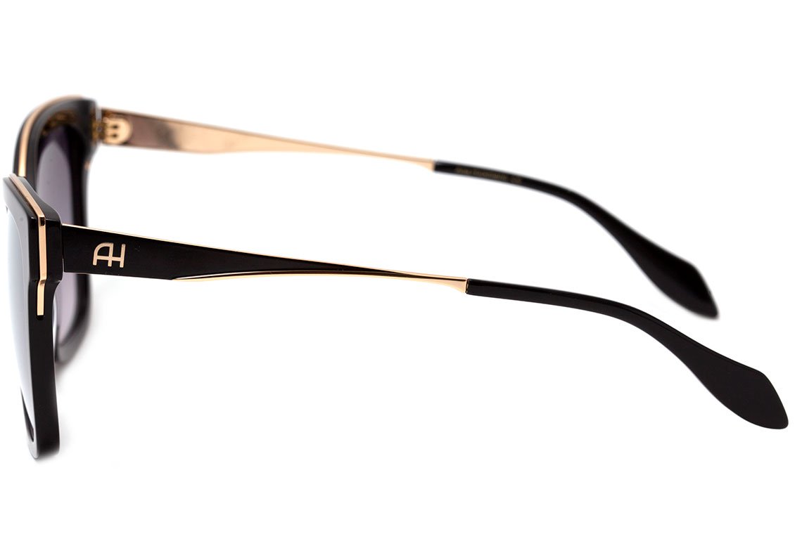 Óculos de Sol Ana Hickmann Ah 9262 A01 Preto E Dourado Brilho/ Dourado Degradê Espelhado 55 mm
