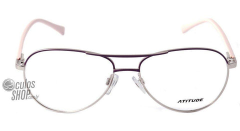 Óculos de Grau Atitude At 1434 05B Prata E Lilás - Lente 5,5 Cm