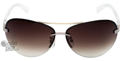 Óculos de Sol Atitude At 3057 H09 Branco E Dourado/ Marrom Degradê - Lente 6,5 Cm