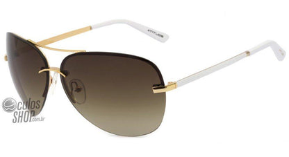 Óculos de Sol Atitude At 3106 04B Dourado E Branco/ Marrom Degradê - Lente 6,3 Cm
