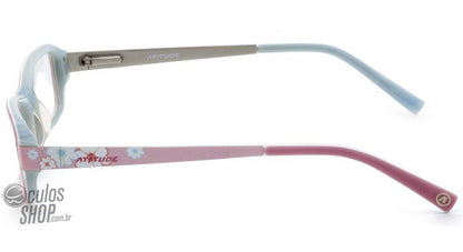 Óculos de Grau Atitude At 6089 Infantil A02 Rosa E Azul Brilho - Lente 4,7 Cm