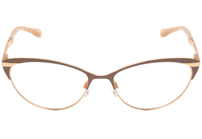 Óculos de Grau Bulget Bg 1570 08A Bege Fosco E Dourado Brilho Lente 5,4 Cm