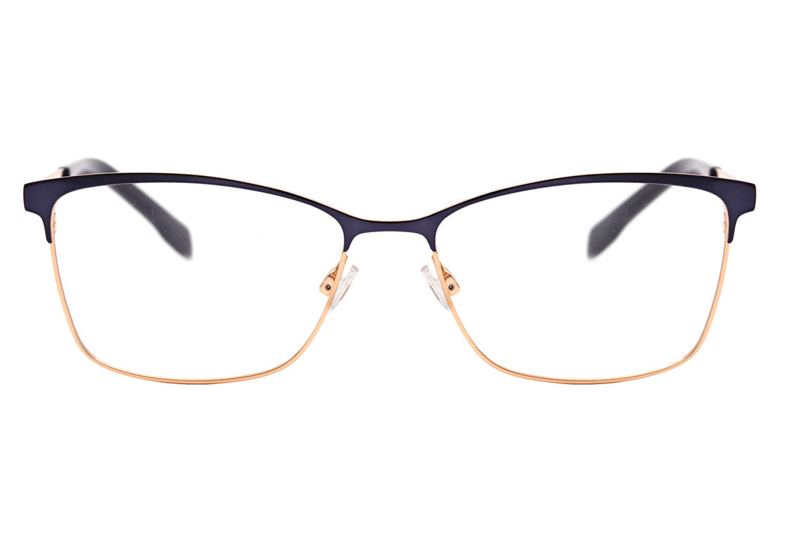 Óculos de Grau Bulget Bg 1606 06A Azul E Dourado Brilho Lente 5,5 Cm