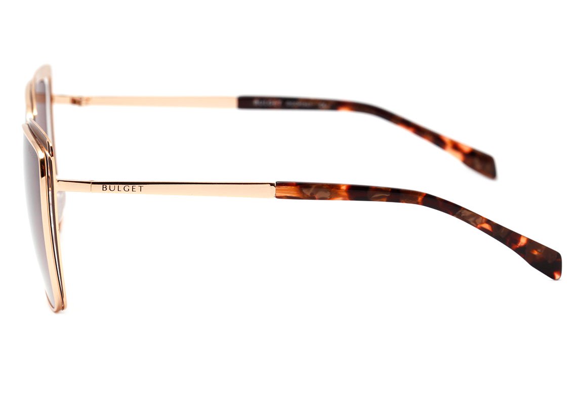 Óculos de Sol Bulget Bg 3246 01A Marrom Fosco E Dourado Brilho/ Marrom Degradê Polarizado Lente 5,6 Cm