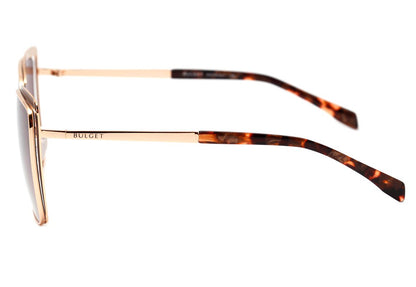 Óculos de Sol Bulget Bg 3246 01A Marrom Fosco E Dourado Brilho/ Marrom Degradê Polarizado Lente 5,6 Cm
