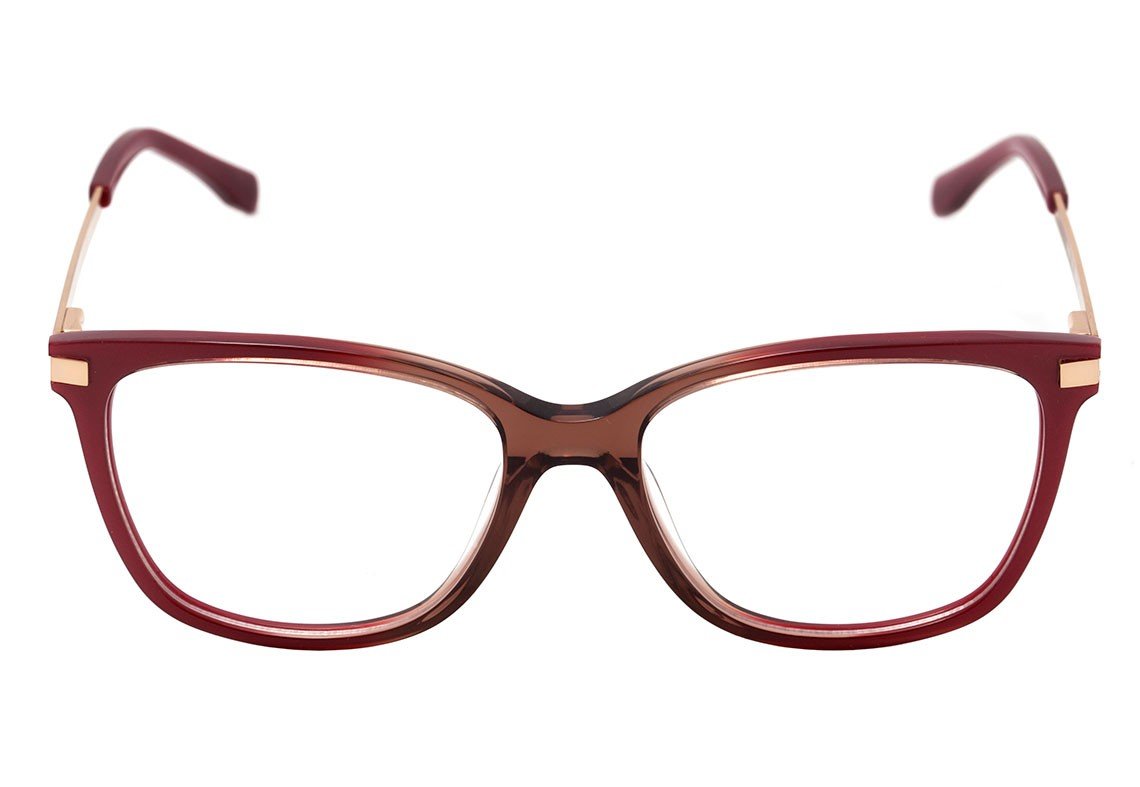 Óculos de Grau Bulget Bg 6264 C01 Vermelho E Marrom Brilho - Lente 5,3 Cm